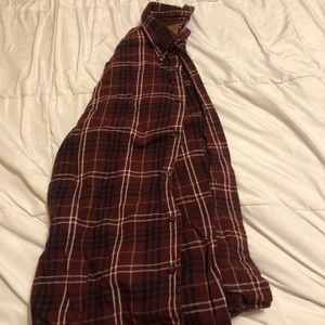 maroon flannel shirt